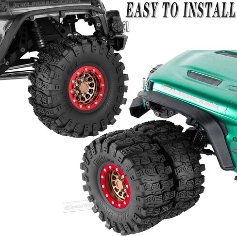 RC 1.9 Beadlock Aluminum Deep-Dish Wheels w/Adjustable Offset for 1/10 RC Crawler SCX10 TRX4 TRX6 VS4-10 Gen8 7 MST CFX D90,Alloy 1.9 RC Beadlock Wheels 1.9 RC Rims,Silver w/Red in Saudi Arabia