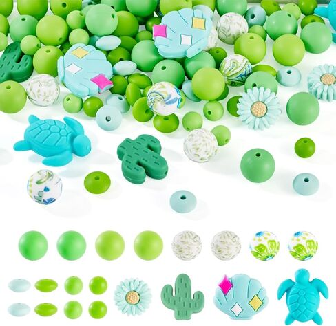 cheriswelry 72pcs حبات بؤرية السيليكون لسوار السلسلة المفتاحية 15 ملم جولة السيليكون حبات السلحفاة المحارة فضفاضة الخرز المحيط البحري للحيوان in Saudi Arabia