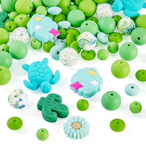 cheriswelry 72pcs حبات بؤرية السيليكون لسوار السلسلة المفتاحية 15 ملم جولة السيليكون حبات السلحفاة المحارة فضفاضة الخرز المحيط البحري للحيوان in Saudi Arabia