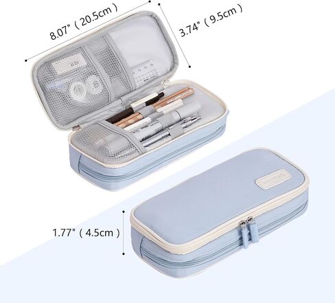 منظم علبة قلم رصاص صغير مع سستة ， حقيبة قلم رصاص خفيفة جمالية ، حقيبة قلم رصاص خضراء للرجال والنساء in Kuwait