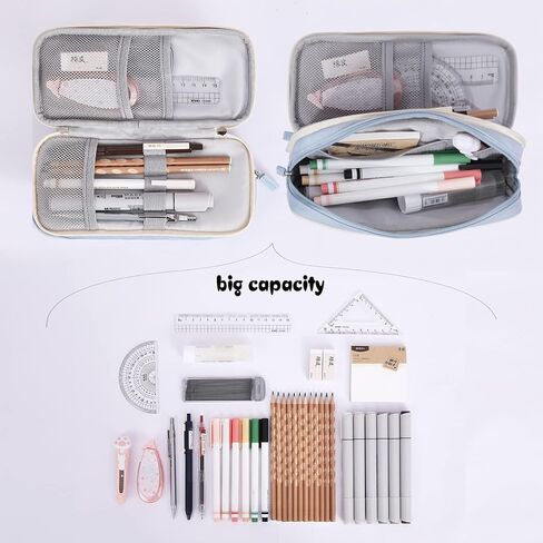 منظم علبة قلم رصاص صغير مع سستة ， حقيبة قلم رصاص خفيفة جمالية ، حقيبة قلم رصاص خضراء للرجال والنساء in Kuwait