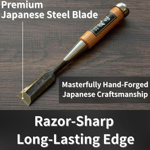 Japanese Chisel 24mm 1" Oire Nomi, Professional Wood Chisel for Woodworking, Japanese Red Oak Handle, Made in JAPAN in Saudi Arabia