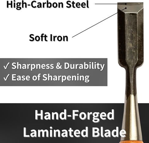 Japanese Chisel 24mm 1" Oire Nomi, Professional Wood Chisel for Woodworking, Japanese Red Oak Handle, Made in JAPAN in Saudi Arabia