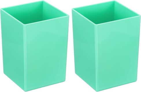 PATIKIL Pencil Holder, 2 Pack Plastic Pen Makeup Brush Holder Cup Storage Square Desktop Organizer Stationery Caddy for Home Office, Yellow in Saudi Arabia