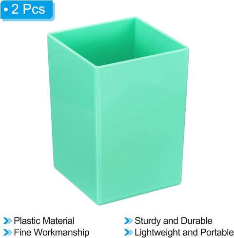 PATIKIL Pencil Holder, 2 Pack Plastic Pen Makeup Brush Holder Cup Storage Square Desktop Organizer Stationery Caddy for Home Office, Yellow in Saudi Arabia