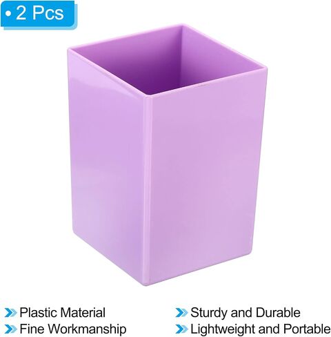 PATIKIL Pencil Holder, 2 Pack Plastic Pen Makeup Brush Holder Cup Storage Square Desktop Organizer Stationery Caddy for Home Office, Yellow in Saudi Arabia