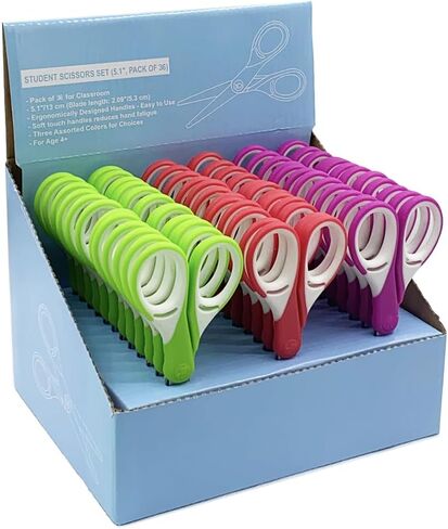 Kids Scissors Set Set (24 Count Teacher Pack, Rounded-tip, 5.1 Inch) - 5.1’’ Soft Touch Blunt School Student Scissors Shears GD-057-24 (Pack of 24) in Saudi Arabia
