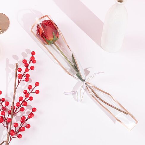 100pcs أحكام زهرة مفردة تغليف أكياس أسود واحد من زهور زهور الورد باقة التعبئة والتغليف الأكياس الحافة الذهبية الأكمام الزهرة لترتيب الأزهار إمدادات الزفاف عيد الحب in Kuwait