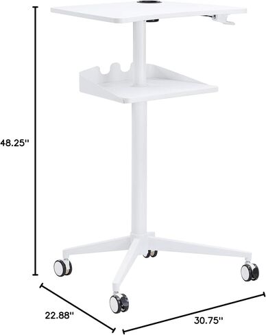 Safco Products 1944NA VUM Pneumatic Height-Adjustable Stand-Up Mobile Laptop Computer Workstation, Mobile Computer Cart, 22.875" D x 30.75" W x 48.25" H in Kuwait