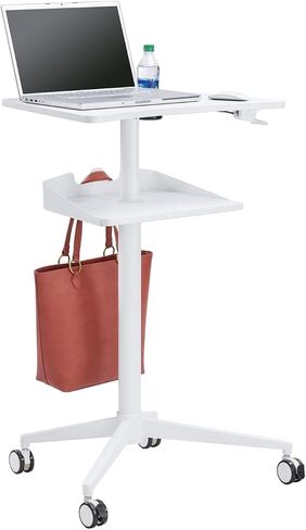 Safco Products 1944NA VUM Pneumatic Height-Adjustable Stand-Up Mobile Laptop Computer Workstation, Mobile Computer Cart, 22.875" D x 30.75" W x 48.25" H in Kuwait