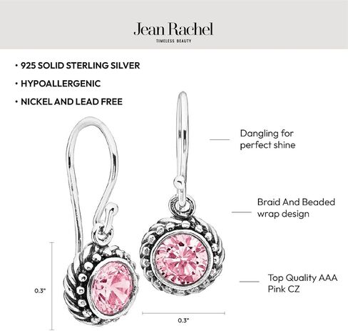 925 Sterling Silver Hanging Earrings With White Round Cubic Zirconia Antique Finish Beads & Rope Bezel Frame Hypoallergenic Nickel & Lead-free Artisan Handcrafted Designer, French Wire Earring Back in Kuwait