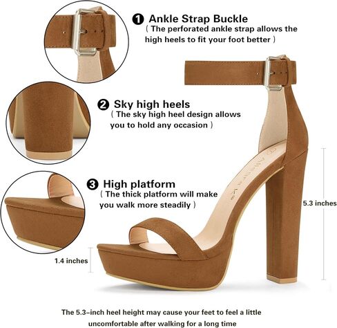 Allegra K Women's Platform High Heel Ankle Strap Chunky Heels Sandals in Saudi Arabia