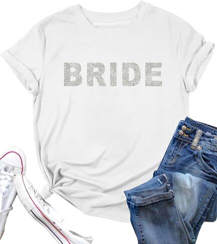 Bride Shirt for Women Engaged Shirt Bachelorette Party Shirts Bride Crew Short Sleeve Bridal Shower Tee Tops in Saudi Arabia