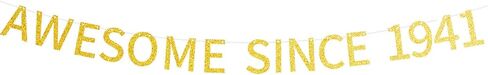 Awesome Since 1941 Banner Pre-strung Happy 83rd Birthday Banner Gold Glittery 83 Eighty Three Years Old Birthday Party Decorations for Men Women in Saudi Arabia