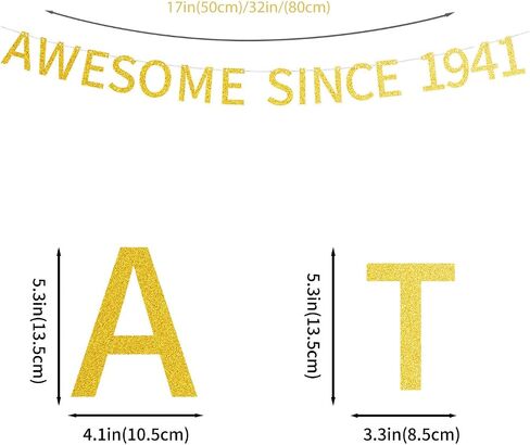 Awesome Since 1941 Banner Pre-strung Happy 83rd Birthday Banner Gold Glittery 83 Eighty Three Years Old Birthday Party Decorations for Men Women in Saudi Arabia