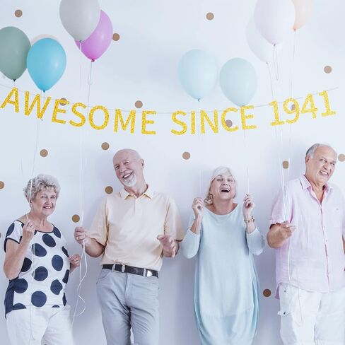 Awesome Since 1941 Banner Pre-strung Happy 83rd Birthday Banner Gold Glittery 83 Eighty Three Years Old Birthday Party Decorations for Men Women in Saudi Arabia