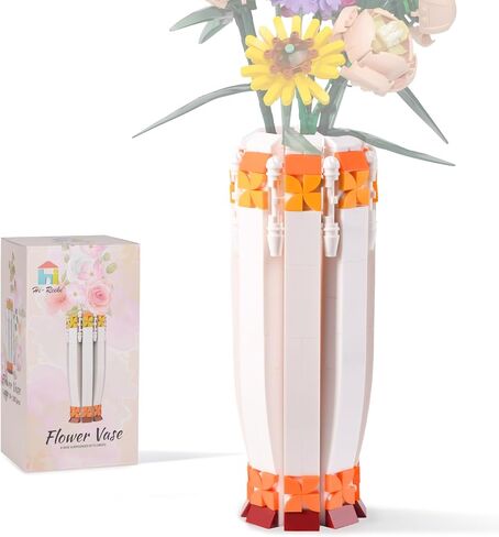 HI-REEKE Flower Vase Building Block Set, Orange Vase Toy Kit for Women in Saudi Arabia