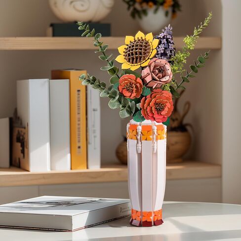 HI-REEKE Flower Vase Building Block Set, Orange Vase Toy Kit for Women in Saudi Arabia