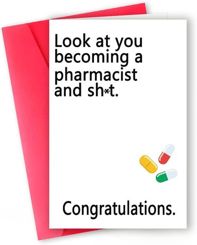 بطاقة تخرج الصيدلي المضحكة ، بطاقة غراد مدرسة الصيدلة ، بطاقة التخرج لخريج الصيدلة ، هدايا التخرج الصيدلي الفكاهية in Kuwait