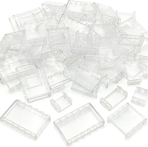 ZHX 72PCS Clear Transparent Window House Building Brick Toy Classic Flat Plates Pieces and Parts Block Compatible with Major Brands (White Mix) in Kuwait