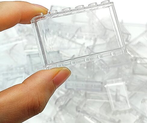 ZHX 72PCS Clear Transparent Window House Building Brick Toy Classic Flat Plates Pieces and Parts Block Compatible with Major Brands (White Mix) in Kuwait