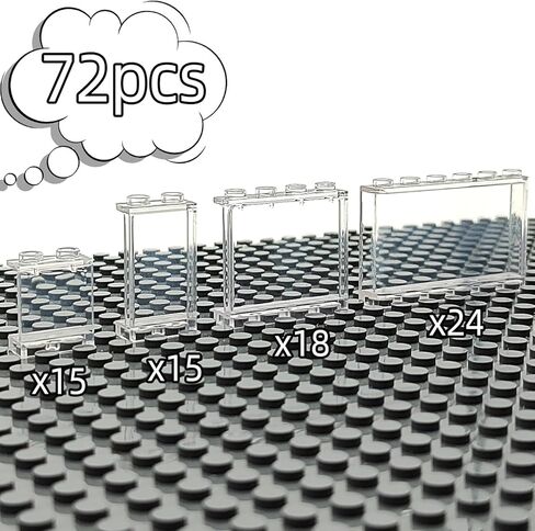 ZHX 72PCS Clear Transparent Window House Building Brick Toy Classic Flat Plates Pieces and Parts Block Compatible with Major Brands (White Mix) in Kuwait