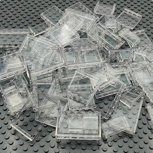 ZHX 72PCS Clear Transparent Window House Building Brick Toy Classic Flat Plates Pieces and Parts Block Compatible with Major Brands (White Mix) in Kuwait