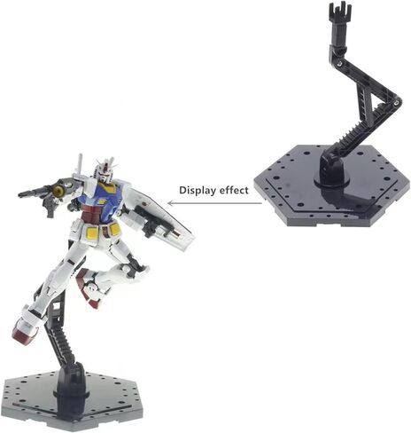 4-Piece Action Character Display Rack, Suitable For MG RG HG And 1/144 Universal Model Rack, Adjustable Height, Hexagonal Base, Black in Kuwait