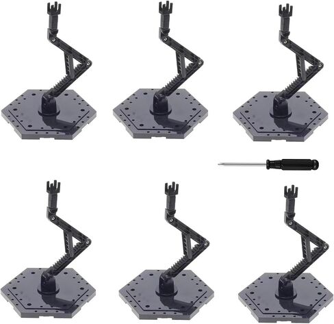 4-Piece Action Character Display Rack, Suitable For MG RG HG And 1/144 Universal Model Rack, Adjustable Height, Hexagonal Base, Black in Kuwait