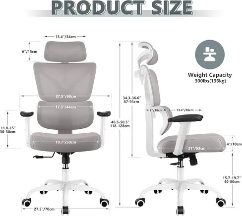 Office Chair Ergonomic Desk Chair, High Back Gaming Chair, Big and Tall Reclining chair Comfy Home Office Desk Chair Lumbar Support Breathable Mesh Computer Chair Adjustable Armrests(B-Orange) in Kuwait