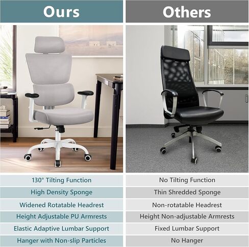 Office Chair Ergonomic Desk Chair, High Back Gaming Chair, Big and Tall Reclining chair Comfy Home Office Desk Chair Lumbar Support Breathable Mesh Computer Chair Adjustable Armrests(B-Orange) in Kuwait