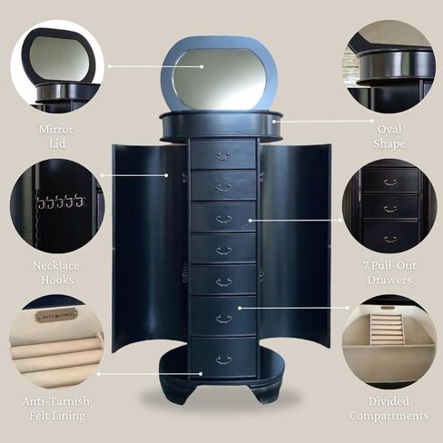 حامل مجوهرات Alveare Home Delilah أسود in Kuwait