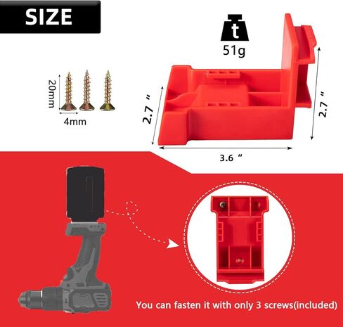 حامل 2 في 1 لادوات وبطاريات ديوالت 18 فولت 20 فولت، مناسب ايضا لادوات وبطاريات ميلووكي M18 18 فولت مع 15 برغي (اصفر) in Kuwait
