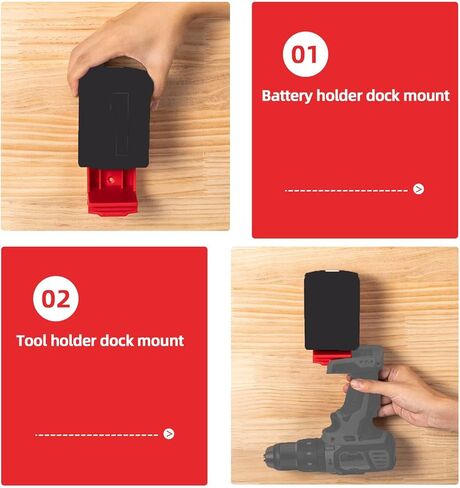 حامل 2 في 1 لادوات وبطاريات ديوالت 18 فولت 20 فولت، مناسب ايضا لادوات وبطاريات ميلووكي M18 18 فولت مع 15 برغي (اصفر) in Kuwait