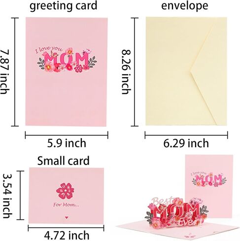 Mothers Day Pop Up Greeting Cards three-dimensional paper carving 3D Mothers Day Card for Mom Grandma, Best Mom Gift from with Envelope Blank Note To Give mom gift Thanksgiving Greeting Card in Kuwait