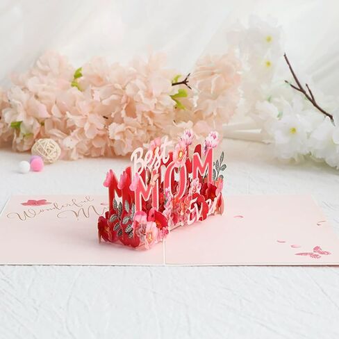 Mothers Day Pop Up Greeting Cards three-dimensional paper carving 3D Mothers Day Card for Mom Grandma, Best Mom Gift from with Envelope Blank Note To Give mom gift Thanksgiving Greeting Card in Kuwait
