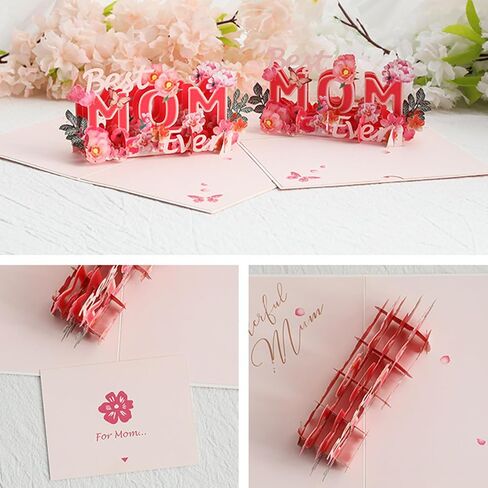 Mothers Day Pop Up Greeting Cards three-dimensional paper carving 3D Mothers Day Card for Mom Grandma, Best Mom Gift from with Envelope Blank Note To Give mom gift Thanksgiving Greeting Card in Kuwait