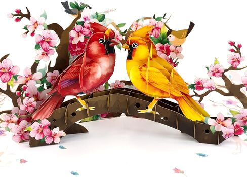 Red Cardinal and Poinsettia Mother day Pop Up Card, Thank You Thinking of You Birthday Card for Mother, Family and Friend on Every Occasion in Saudi Arabia