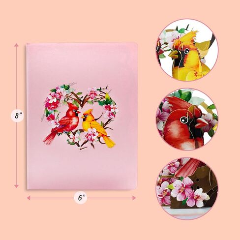 Red Cardinal and Poinsettia Mother day Pop Up Card, Thank You Thinking of You Birthday Card for Mother, Family and Friend on Every Occasion in Saudi Arabia