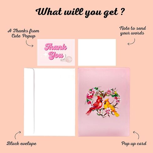 Red Cardinal and Poinsettia Mother day Pop Up Card, Thank You Thinking of You Birthday Card for Mother, Family and Friend on Every Occasion in Saudi Arabia