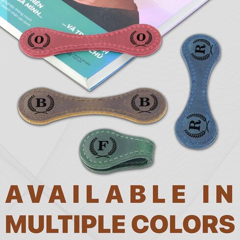 Personalized Magnetic Leather Bookmark - Genuine Leather Custom Bookmark with Initials, Handmade Magnetic Clips for Book Lovers, Readers, Kids, and Women - Premium Magnet Bookmark Charm (Blue, C) in Kuwait