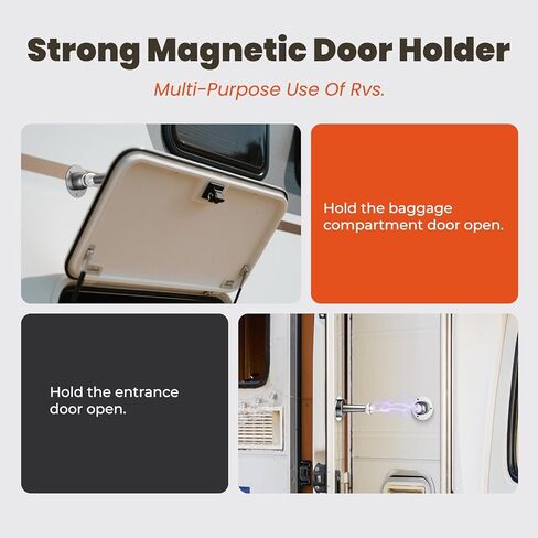 2 PCS Magnetic RV Door Holder Catch - Heavy Duty Baggage Door Stopper with Screws & Adhesive for RV, Camper, Trailer, Motorhome, Boat Compartments | Keep Doors Open | Durable Design (Black, 4 in) in Saudi Arabia