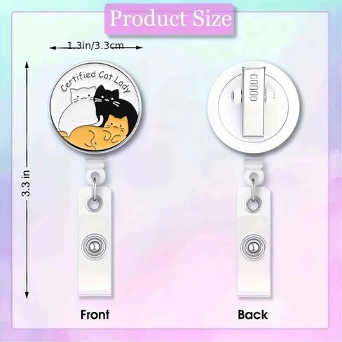 Badge Reel Retractable with Buckle Clip Certified Cat Lady Funny Acrylic Office Name Sparkly Badge Accessories for Nurse Nursing Student Teacher Rn CNA Ma LPN Medical Worker for Women Man in Saudi Arabia