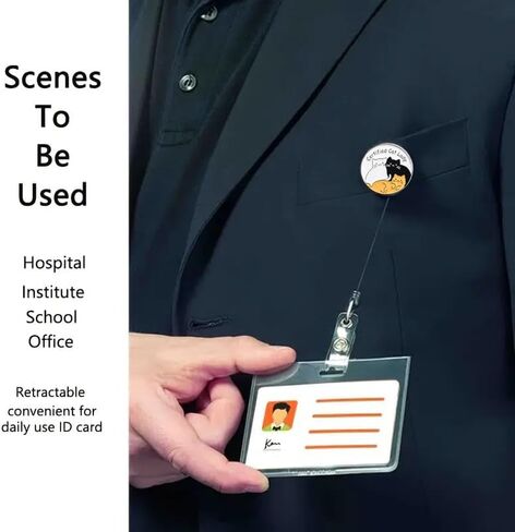 Badge Reel Retractable with Buckle Clip Certified Cat Lady Funny Acrylic Office Name Sparkly Badge Accessories for Nurse Nursing Student Teacher Rn CNA Ma LPN Medical Worker for Women Man in Saudi Arabia