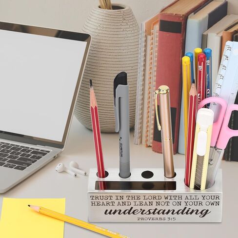 Proverbs 3:5 Bible Verse Pen and Pencil Holder, Trust in the Lord Scripture Christian Spiritual Gifts for Pastors Teachers Mentors Spiritual Leaders, Inspirational Thank You Gift Pencil Holder EDP43 in Saudi Arabia