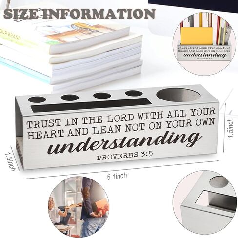 Proverbs 3:5 Bible Verse Pen and Pencil Holder, Trust in the Lord Scripture Christian Spiritual Gifts for Pastors Teachers Mentors Spiritual Leaders, Inspirational Thank You Gift Pencil Holder EDP43 in Saudi Arabia