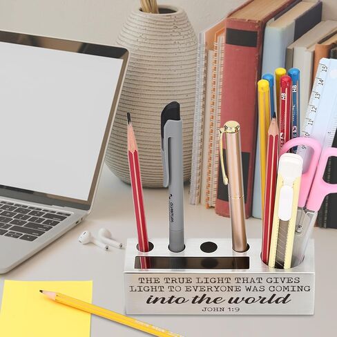 Proverbs 3:5 Bible Verse Pen and Pencil Holder, Trust in the Lord Scripture Christian Spiritual Gifts for Pastors Teachers Mentors Spiritual Leaders, Inspirational Thank You Gift Pencil Holder EDP43 in Kuwait