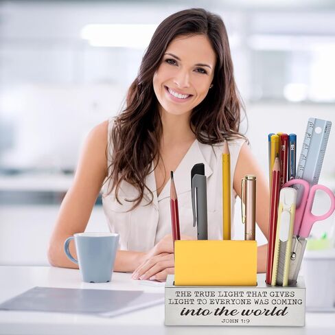 Proverbs 3:5 Bible Verse Pen and Pencil Holder, Trust in the Lord Scripture Christian Spiritual Gifts for Pastors Teachers Mentors Spiritual Leaders, Inspirational Thank You Gift Pencil Holder EDP43 in Kuwait