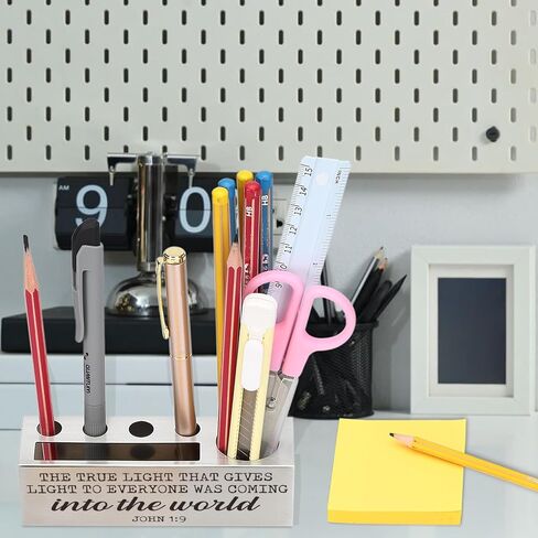 Proverbs 3:5 Bible Verse Pen and Pencil Holder, Trust in the Lord Scripture Christian Spiritual Gifts for Pastors Teachers Mentors Spiritual Leaders, Inspirational Thank You Gift Pencil Holder EDP43 in Kuwait