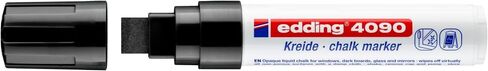 edding 4090 chalk marker - black - 1 chalk pen - chisel nib 4-15 mm - broad-nib wet wipe pen for chalkboards, windows, glass, mirrors - liquid chalk marker pens for opaque coverage in Saudi Arabia